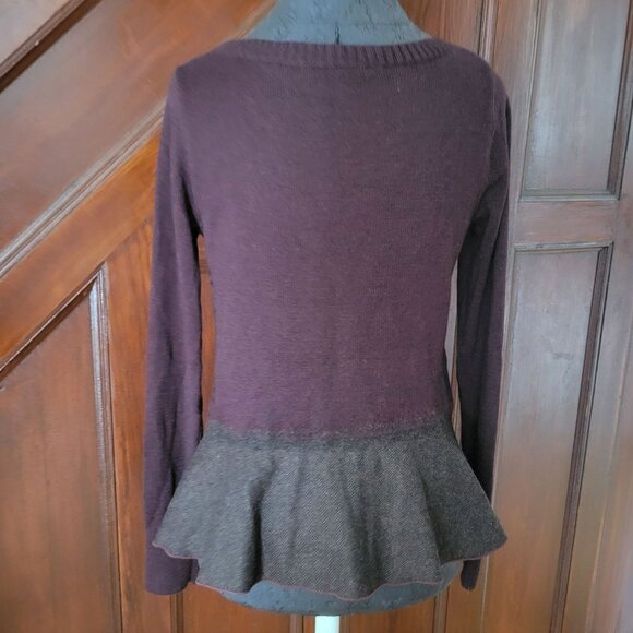 Knitted Knotted Anthropologie Cable Knit Peplum Sweater Top With Textured Hem - - Picture 4 of 10